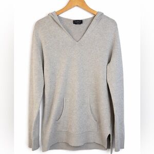 Lord & Taylor 100% Cashmere Hoodie Sweater XL Light Grey Soft Luxe Pullover